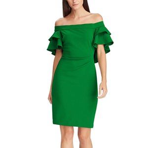 Lauren Ralph Lauren | Riding Green Tiered-Cape Off-Shoulder Dress - Women